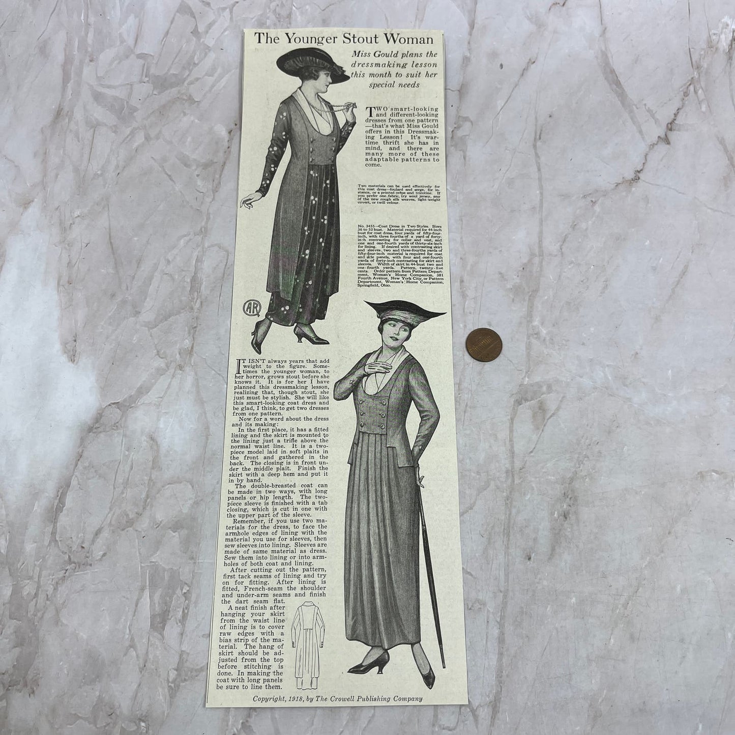 Dressmaking for the Younger Stout Woman 1918 Magazine Ad FL6-10