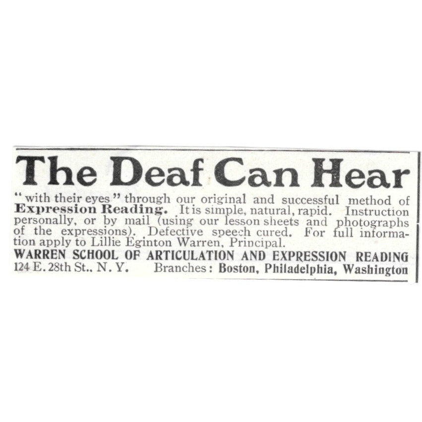 Warren School of Articulation and Expression Reading NY 1903 Ad AG3-S12