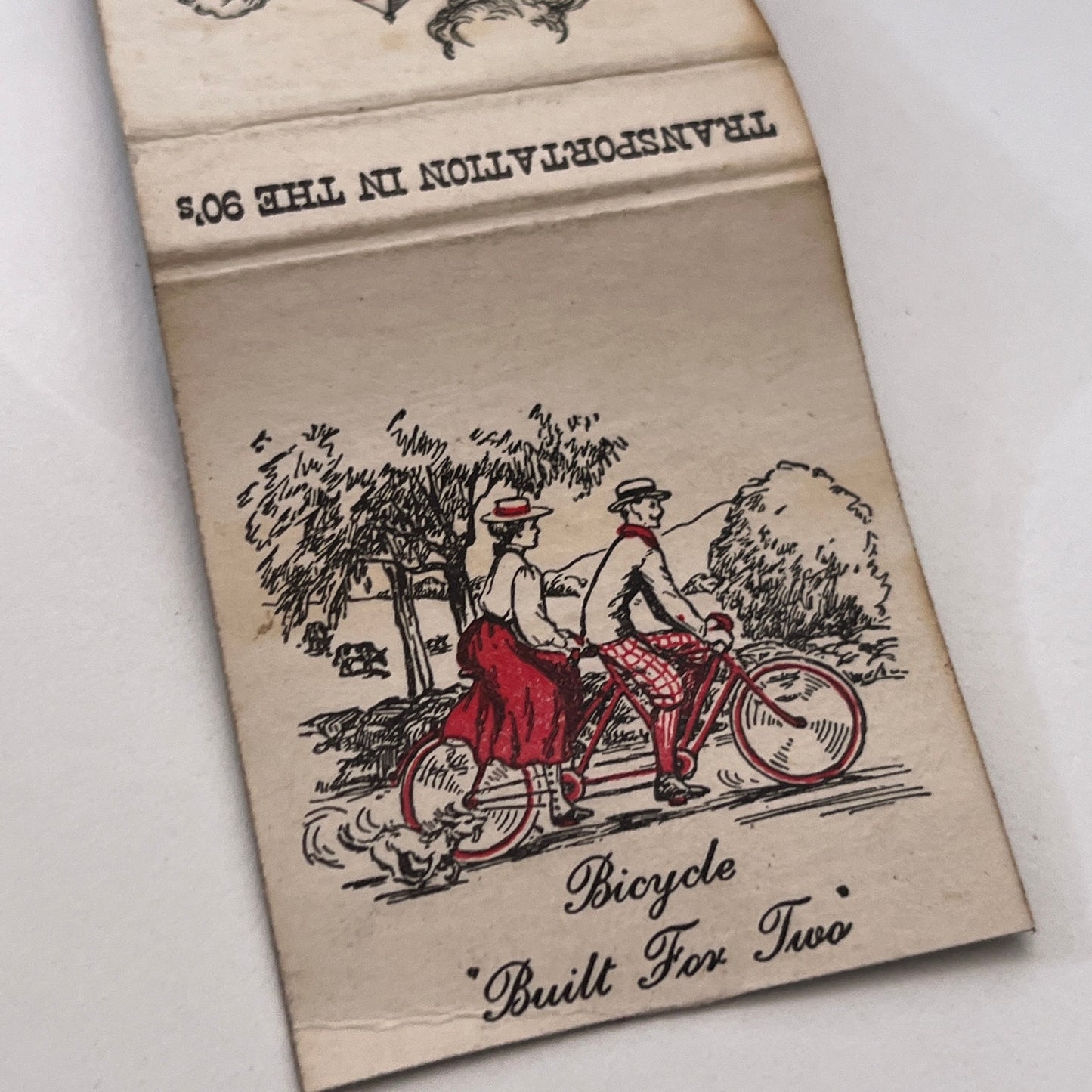 Steam Train, Bicycle Built for Two Transportation in the 90s Matchbook MM3-3