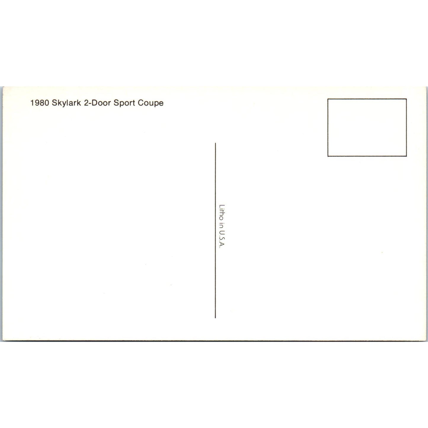 1980 Buick Skylark 2-Door Sport Coupe Silver Vintage Postcard PC12