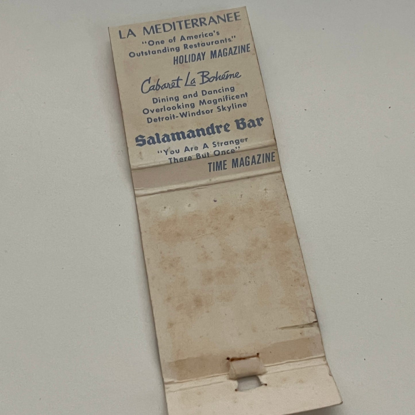 Hotel Pontchartrain Salamandre Bar Detroit MI Vintage Matchbook TB6-MB2-14