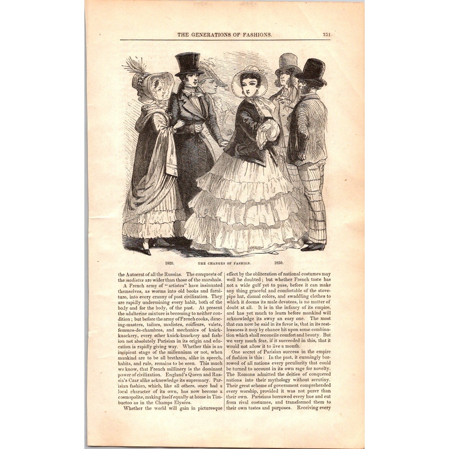 The Generations of Fashions - Ladies Fashion 7 Pages 1854 Article I19