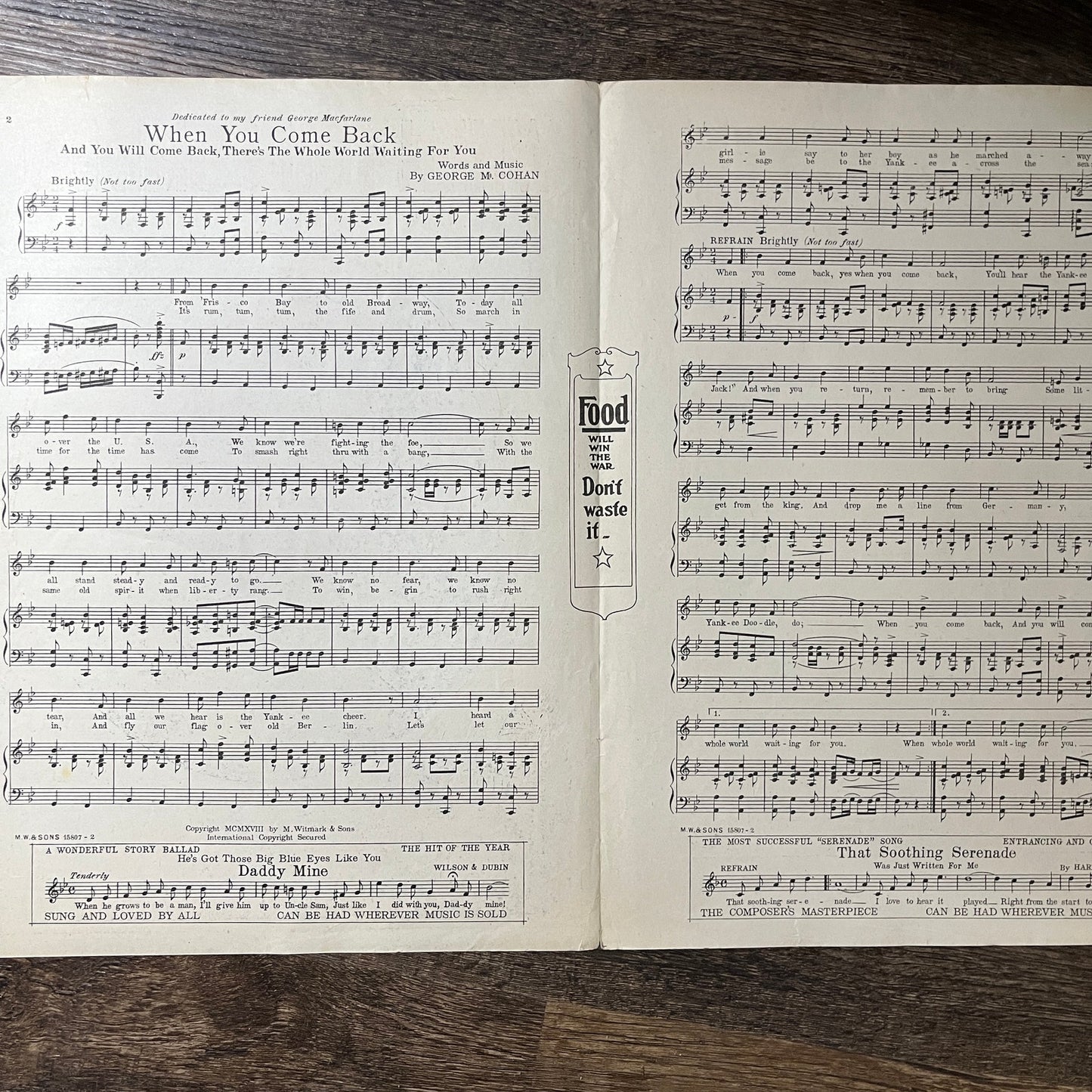 When You Come Back WWI George M Cohan 1918 Sheet Music V13