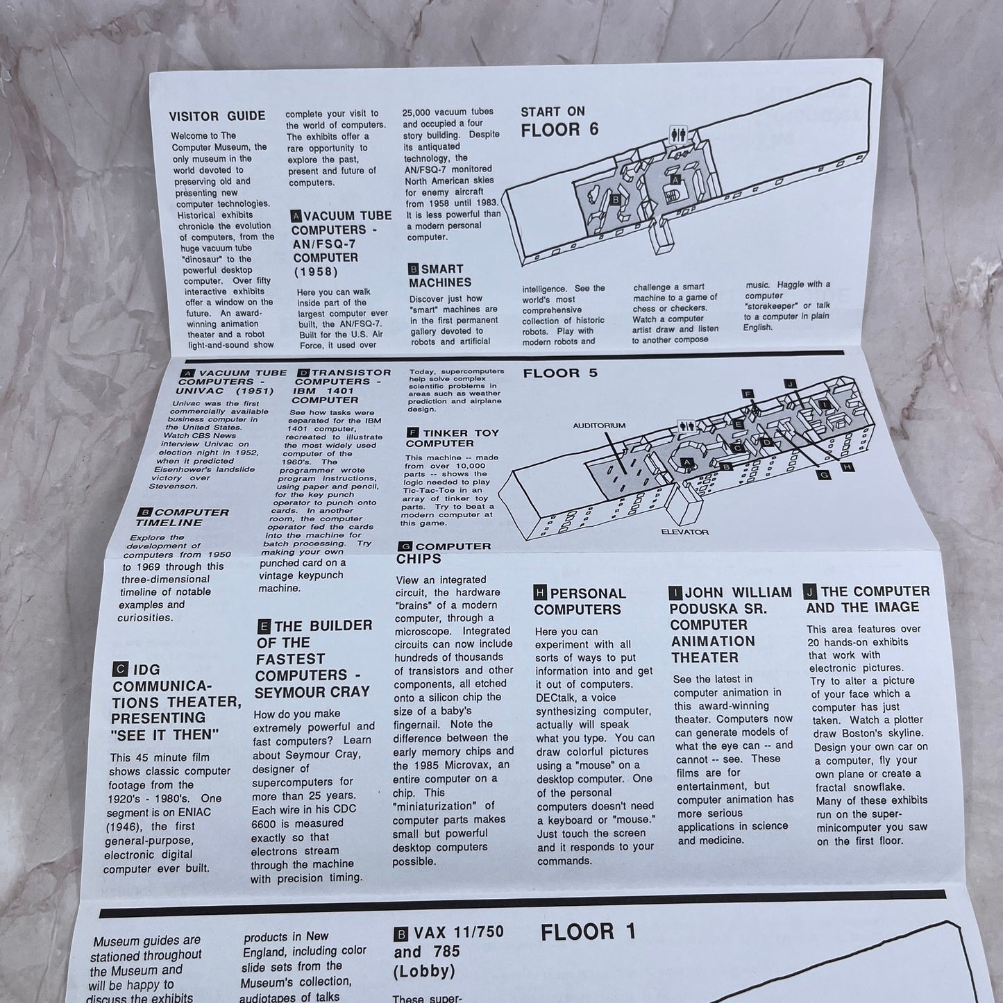 1980s The Computer Museum Boston MA Visitor Guide Leaflet TH9-LX1