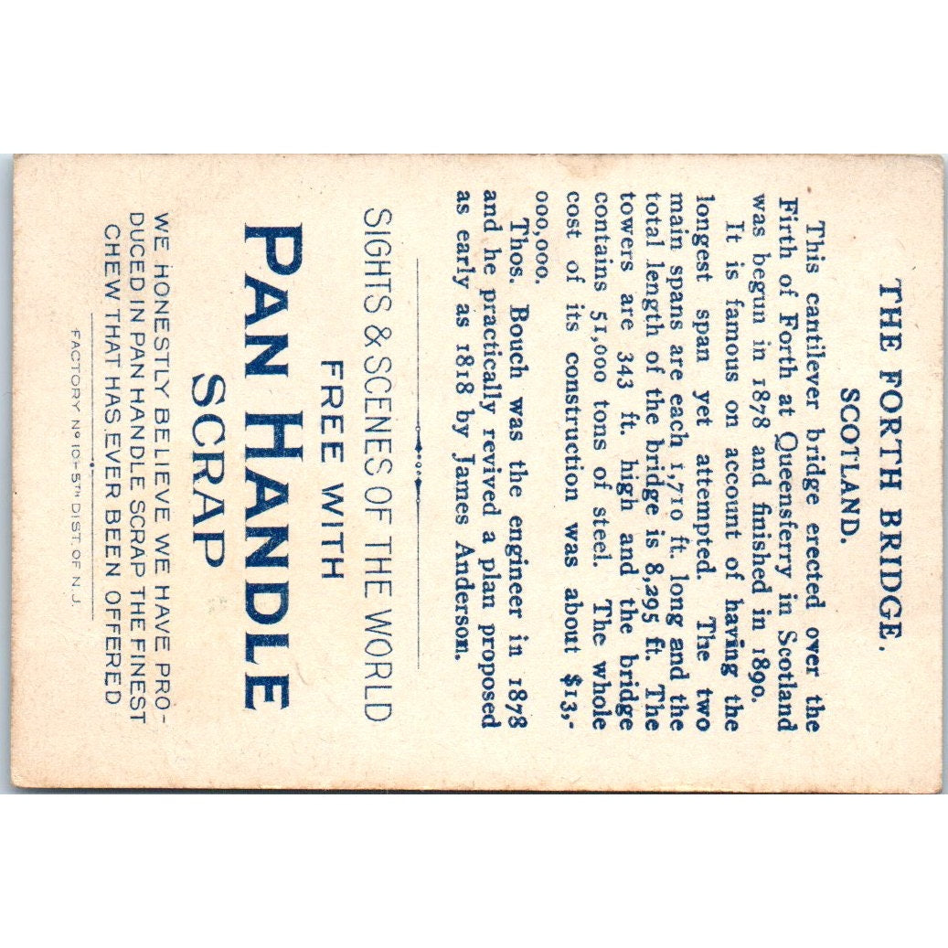 1911-12 The Forth Bridge Scotland Pan Handle Card Scrap Sights and Scenes AD8-Q3