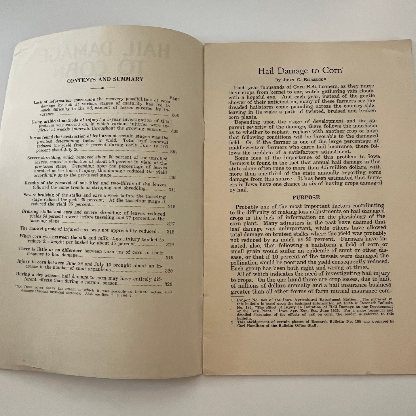 Hail Damage to Corn JC Eldredge 1936 Ames IA Farm Bulletin TK2-XB5