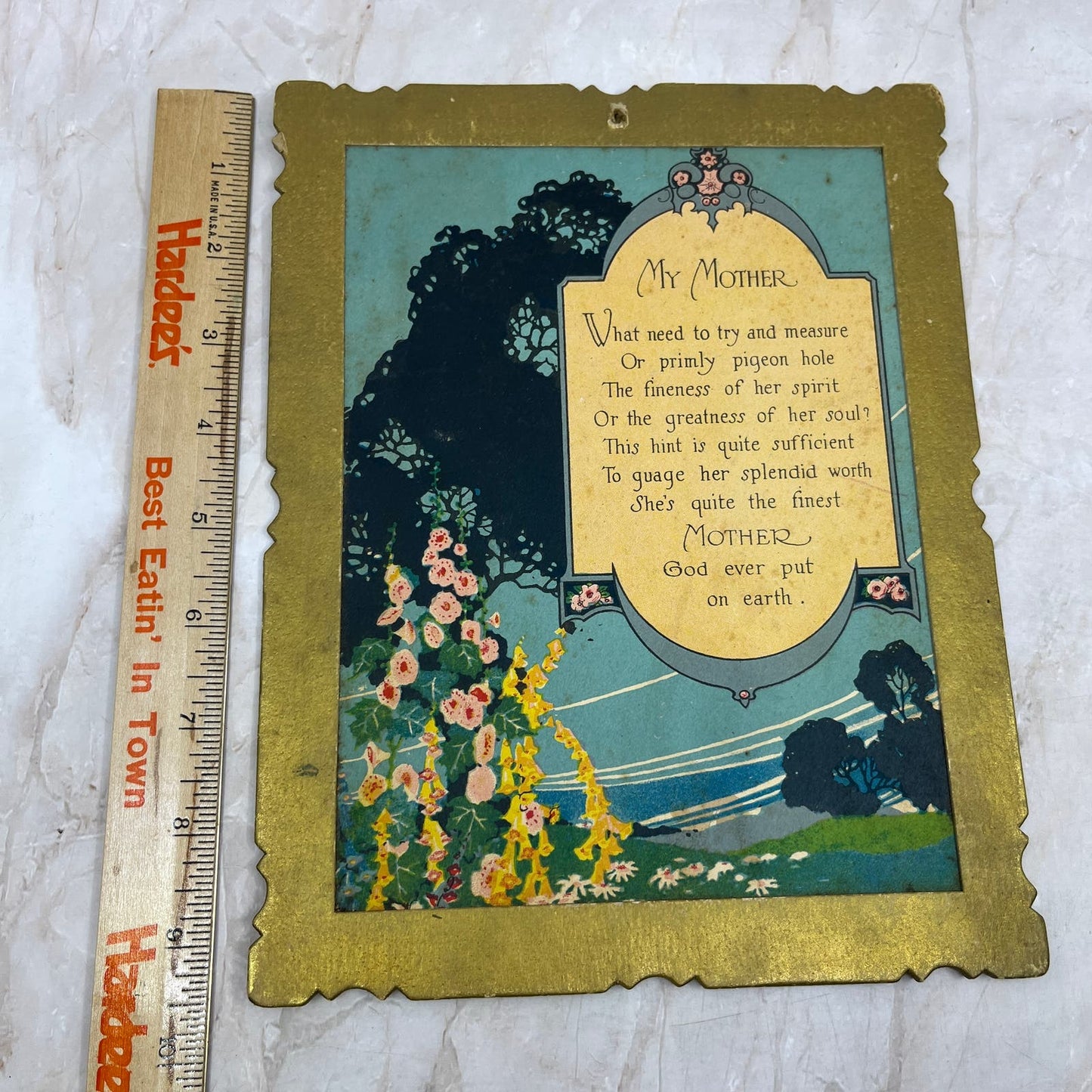c1920 Wall Art My Mother Poem 17.5x9.5" TI8-S7