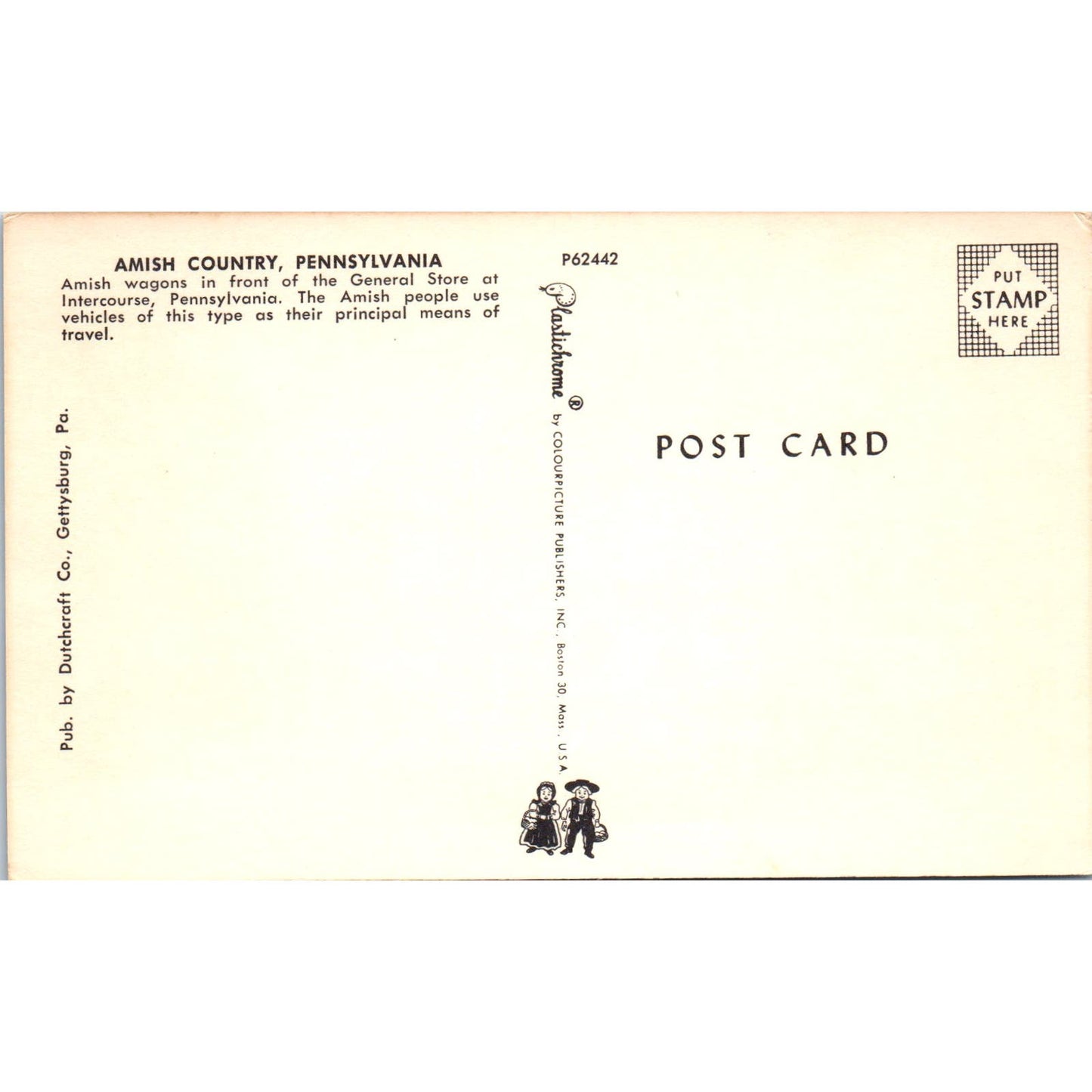 Amish Wagon at Intercourse General Store Pennsylvania Dutch Country Postcard PD7