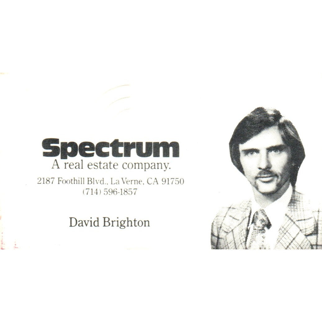 Spectrum Real Estate Co David Brighton La Verne CA Vintage Business Card SD4-B5