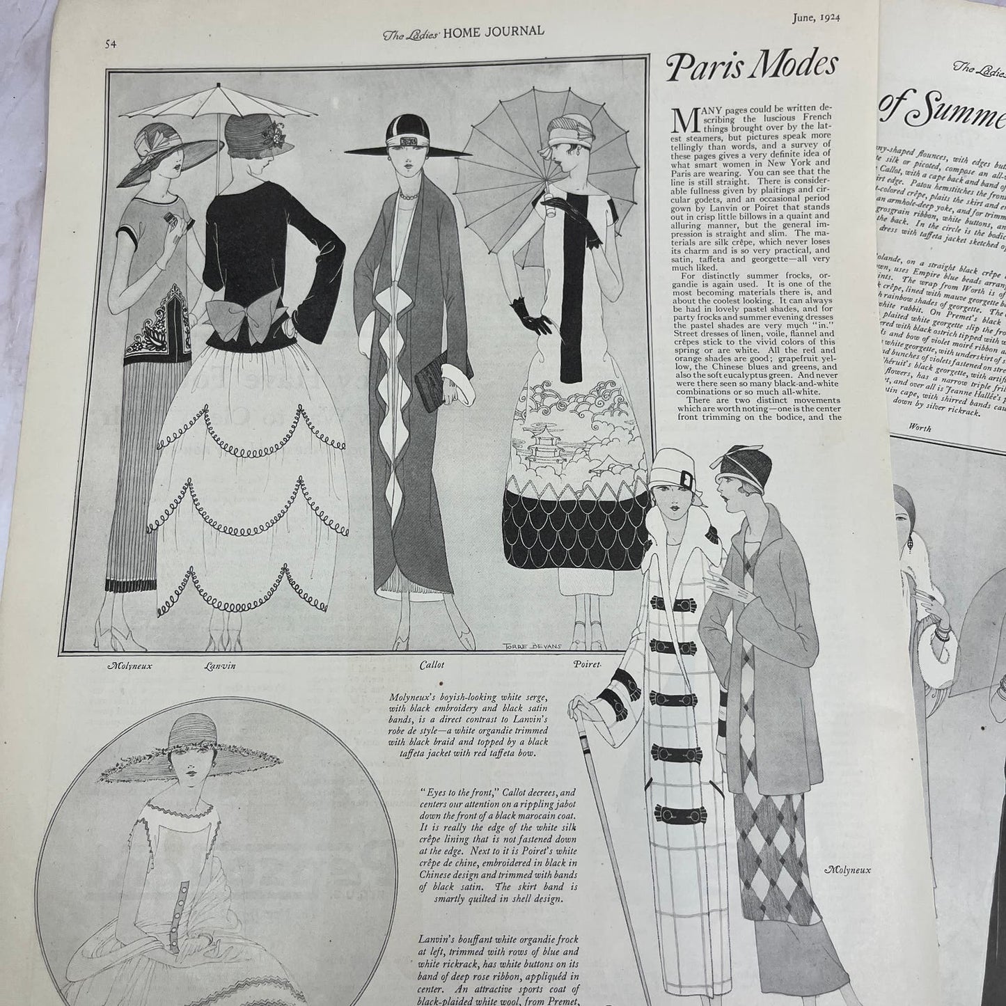 Women's Summer Fashion Trends in Paris 2 Pages 1924 Magazine Ad FL6-11