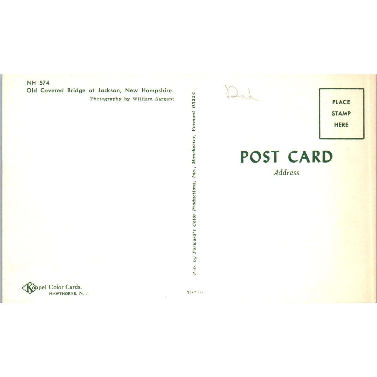 Old Covered Bridge at Jackson New Hampshire Covered Bridge Postcard PC3