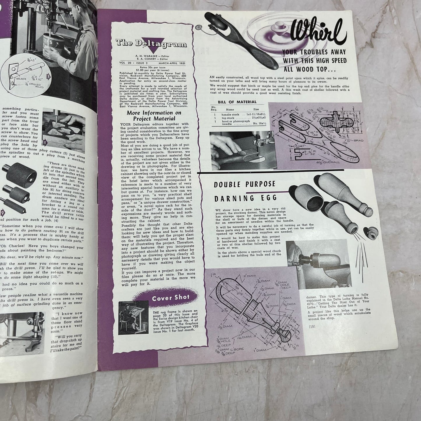 1951 Mar/Apr The Deltagram Newsletter Rockwell Delta Power Tools Woodwork TI9-P3
