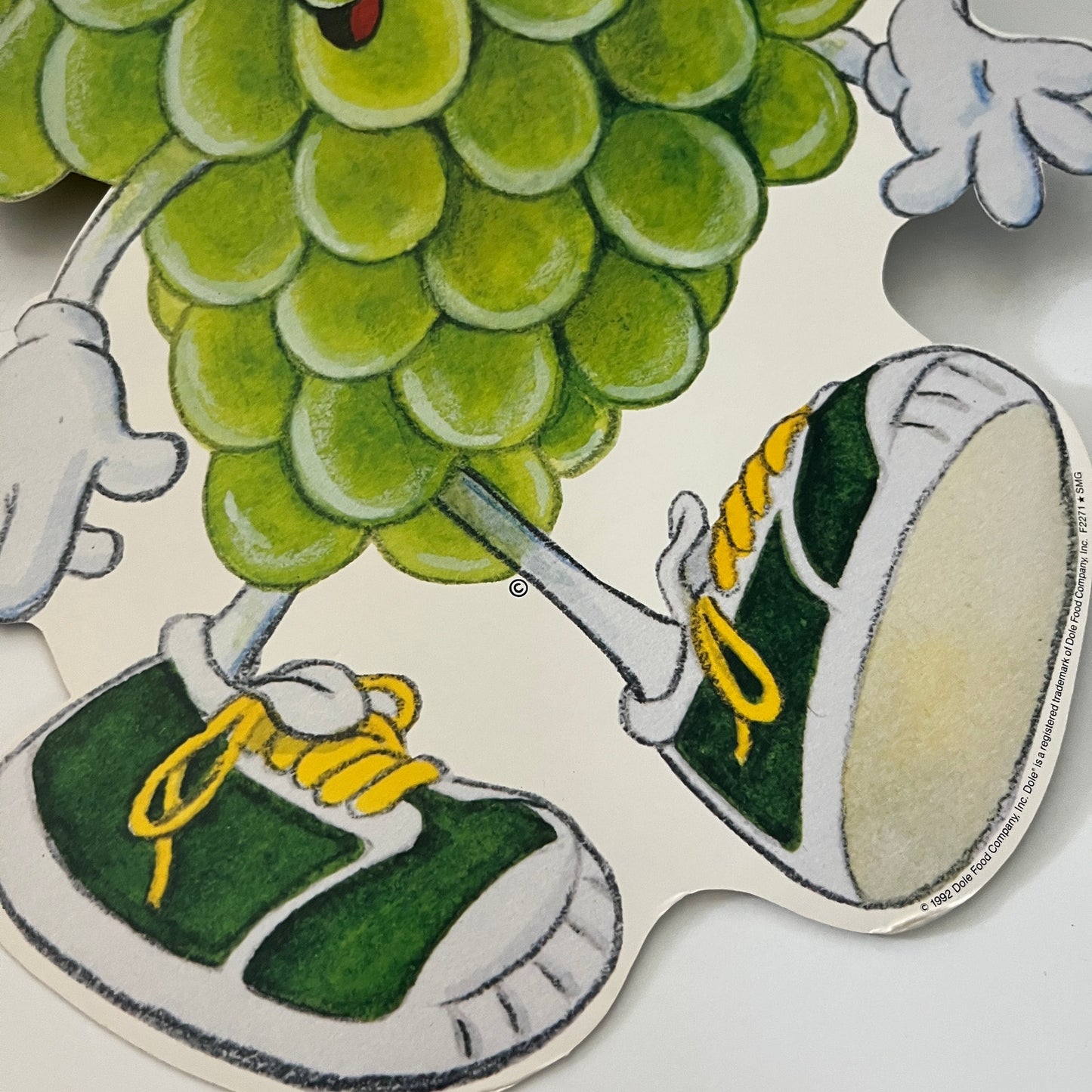 Original 1992 Dole Gus Grape Two Sided Advertising Store Display Sign 9x18"