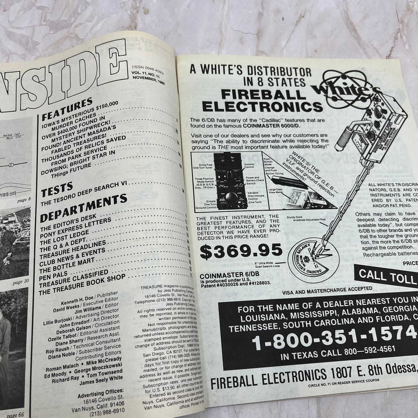 1980 Nov - Treasure Magazine - Treasure Hunting Metal Detecting Gold Coins M10