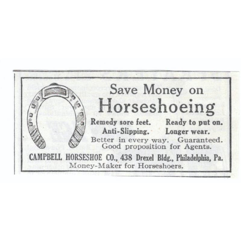 Horseshoeing Campbell Horseshoe Co Philadelphia 1913 Magazine Advert AE7-N8