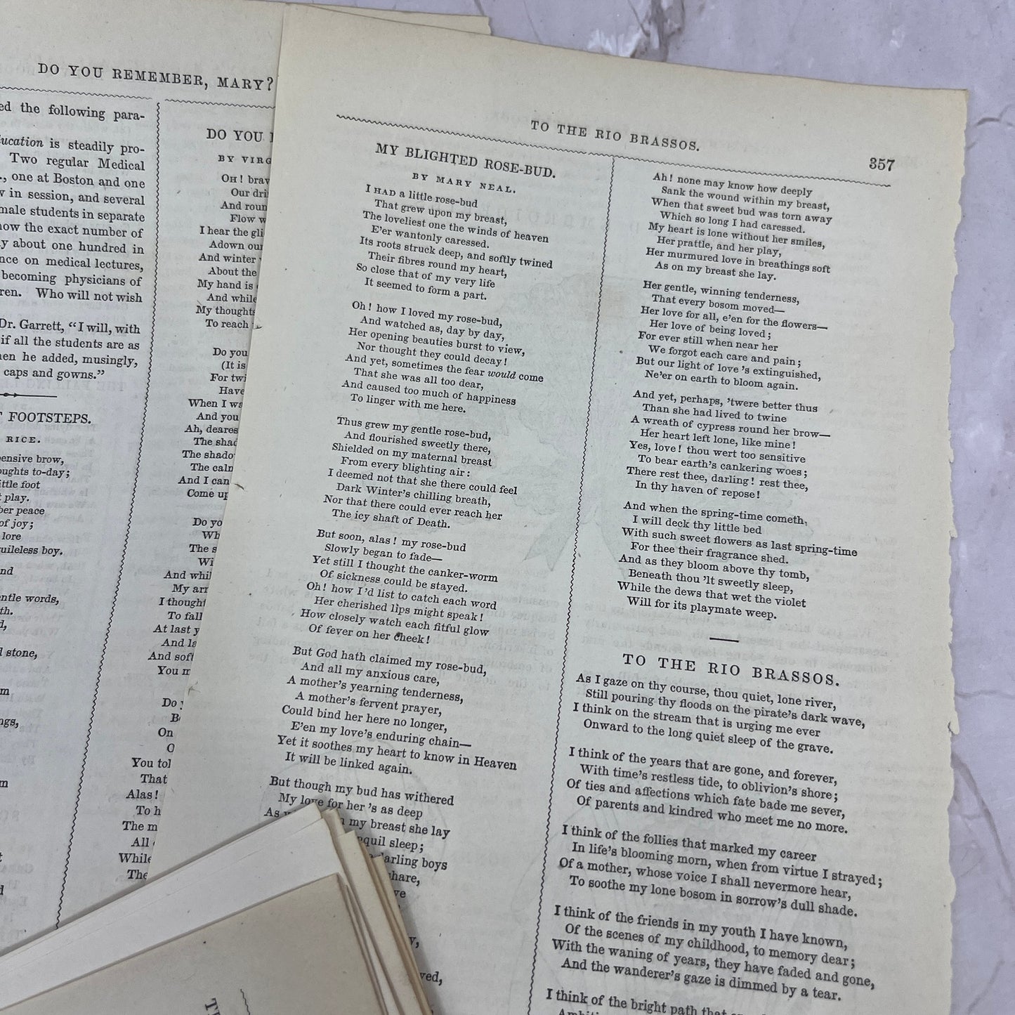 Huge Lot of Original Assorted Poems Poetry From 1857 Godey's Book TH9-MG2