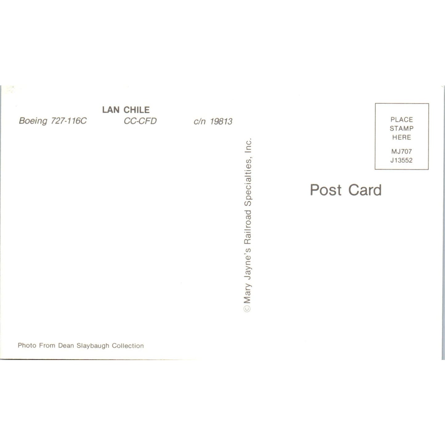 Lan Chile Boeing 727-116C CC-CFD Vintage Postcard TG8-PC