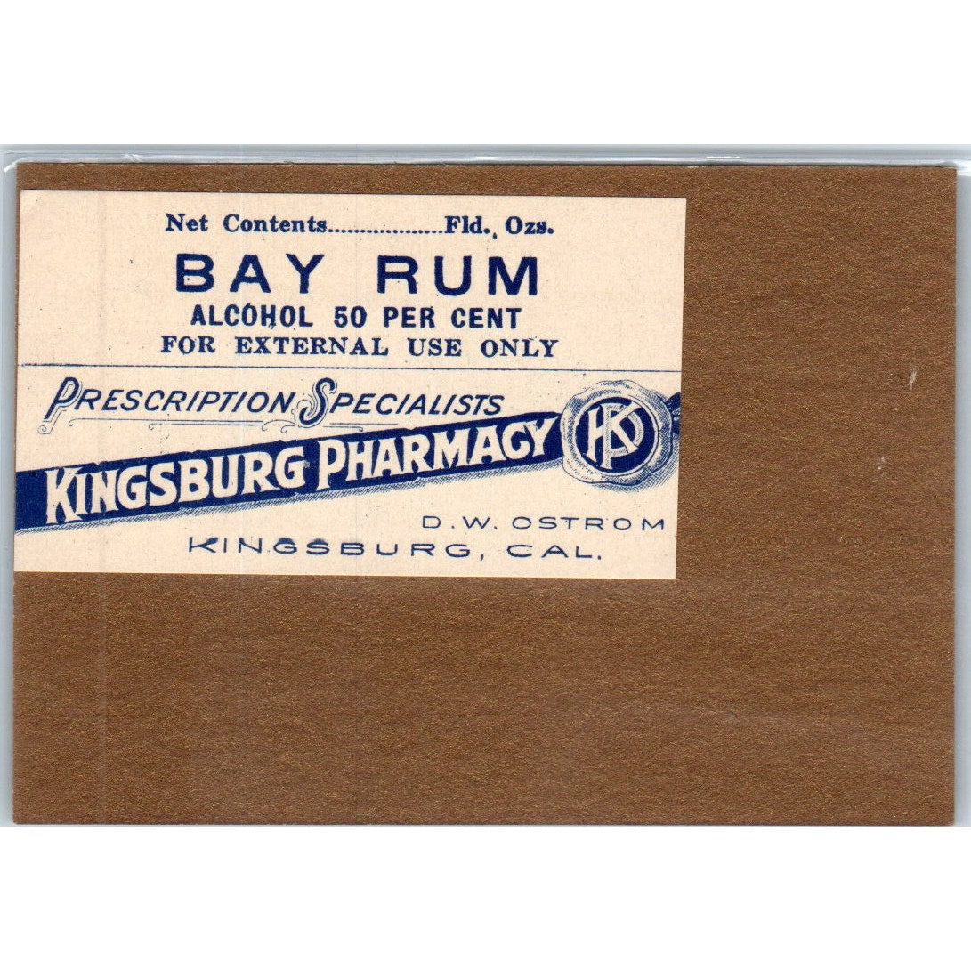 Kingsburg Pharmacy D.W. Ostrom Kingsburg CA Antique Apothecary Label TH2-AL