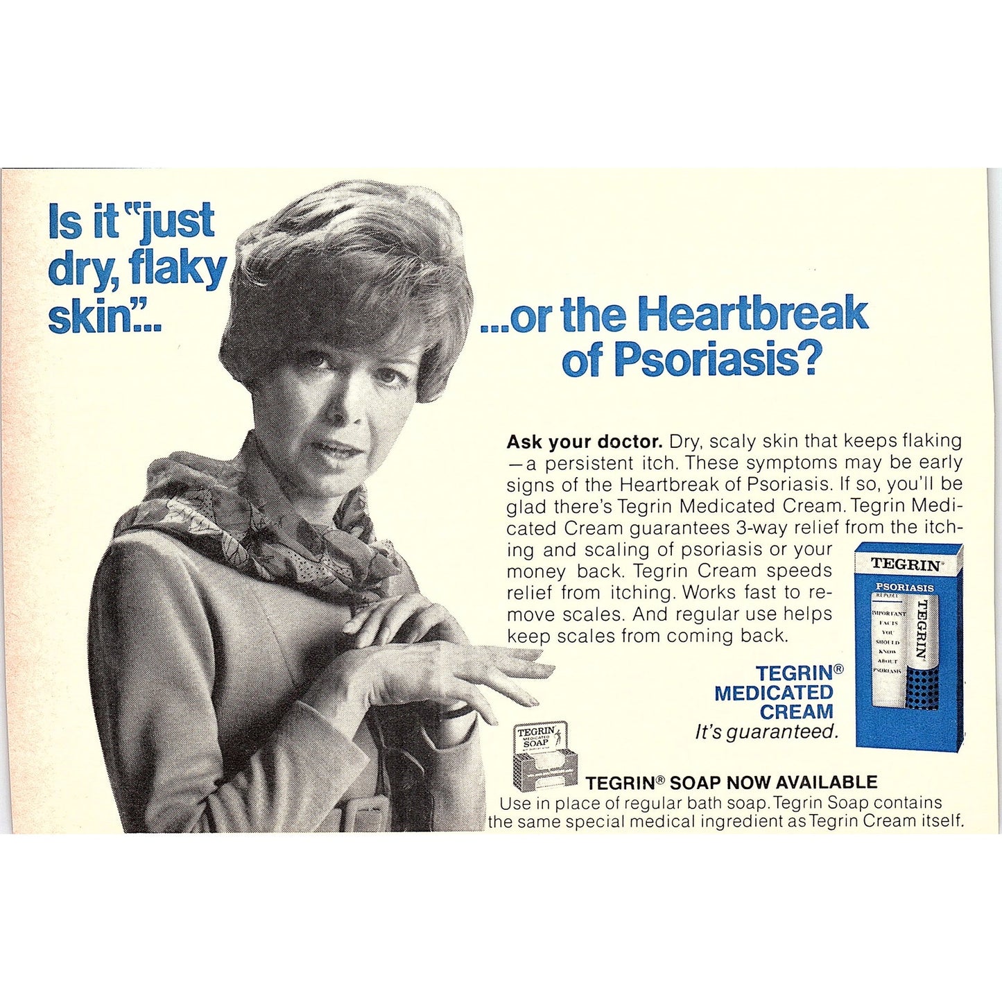 Tegrin Medicated Cream & Soap For Psoriasis 1972 Ad AF3-16