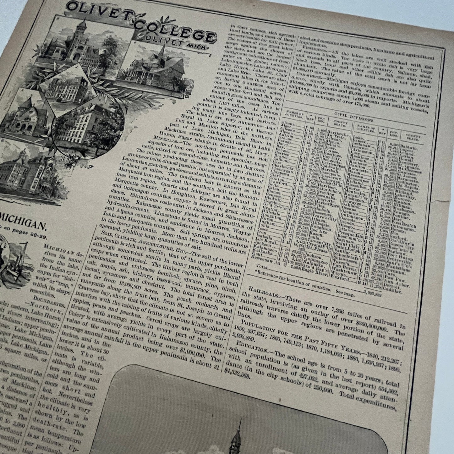 Olivet College Olivet Michigan 1894 Print SV1-6