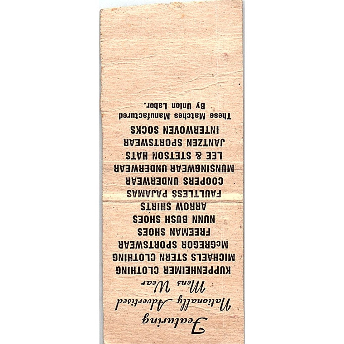 Eklund Clothing Co East Hennepin Minneapolis Vintage Matchbook Cover SF3-Y6