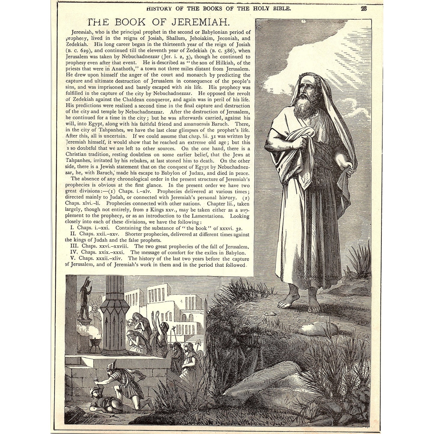 The Lamentations and Book of Jeremiah 1892 Bible Engraving SAG4-9