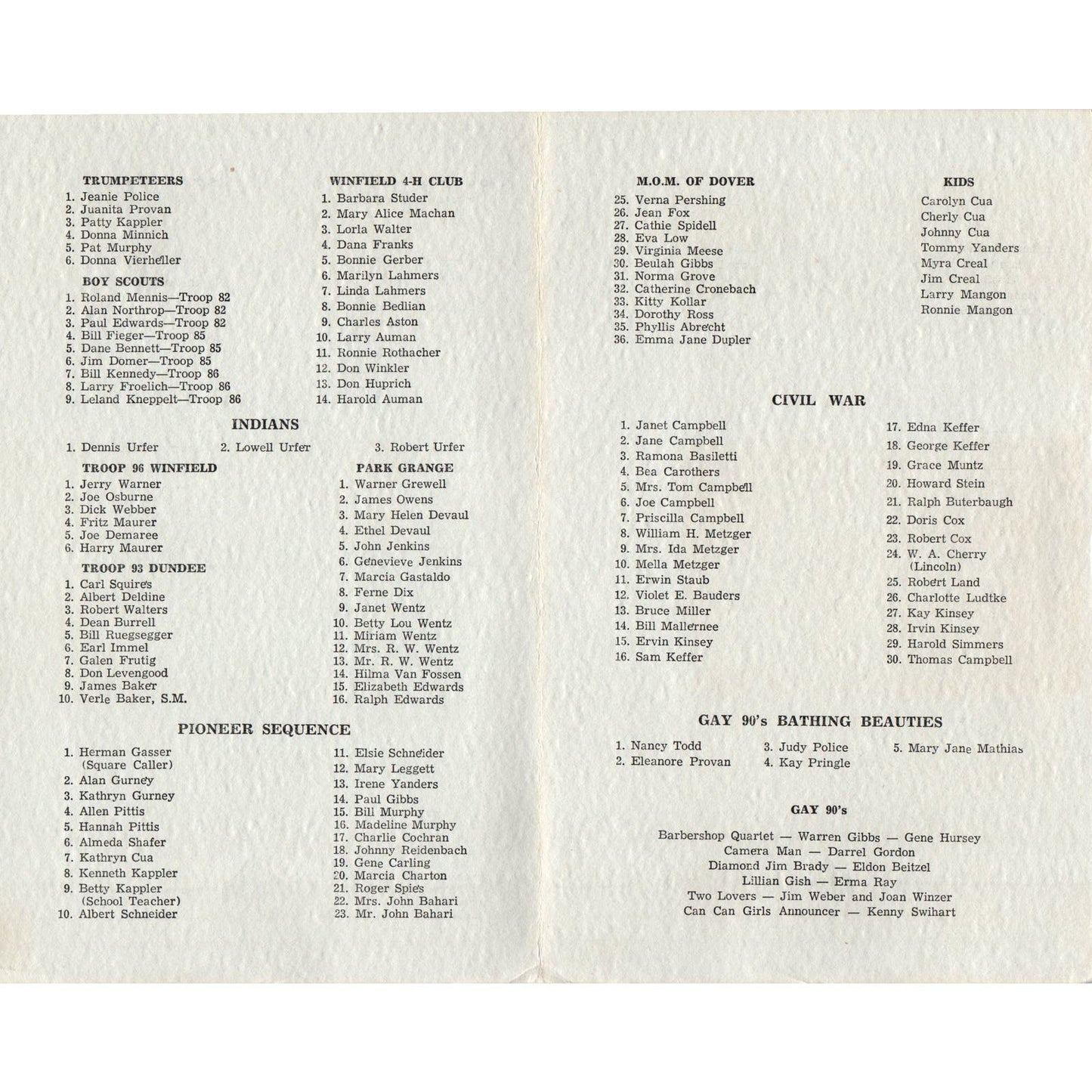 Vintage Parade of Pioneers Program AE9-X2