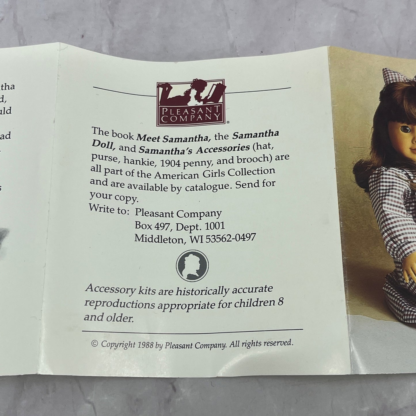 1988 Original Pleasant Company American Girl Samantha Parkington Booklet AG9-3