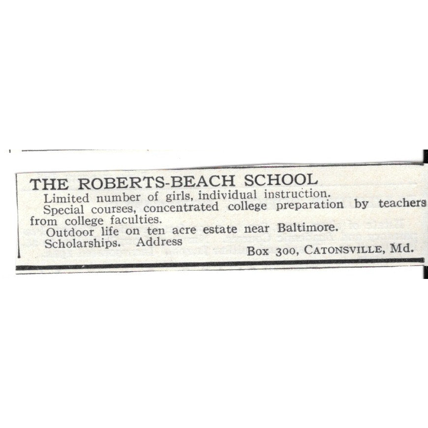 The Roberts-Beach School Catonsville MD c1920 Harper's Magazine Ad AG4-S6