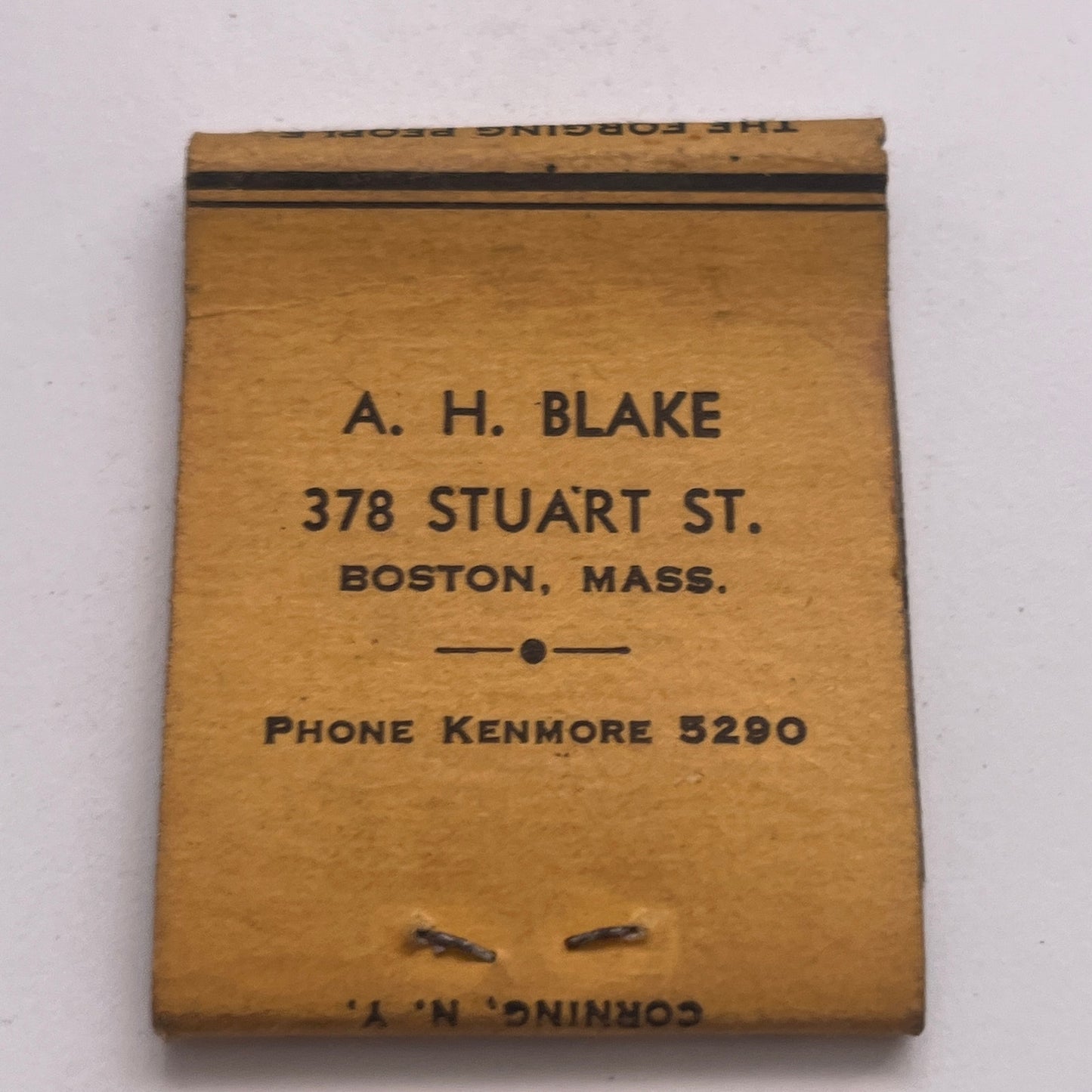 Endicott Forgings A.H. Blake 378 Stuart St Boston MA Matchbook Cover TB8-MB2-8