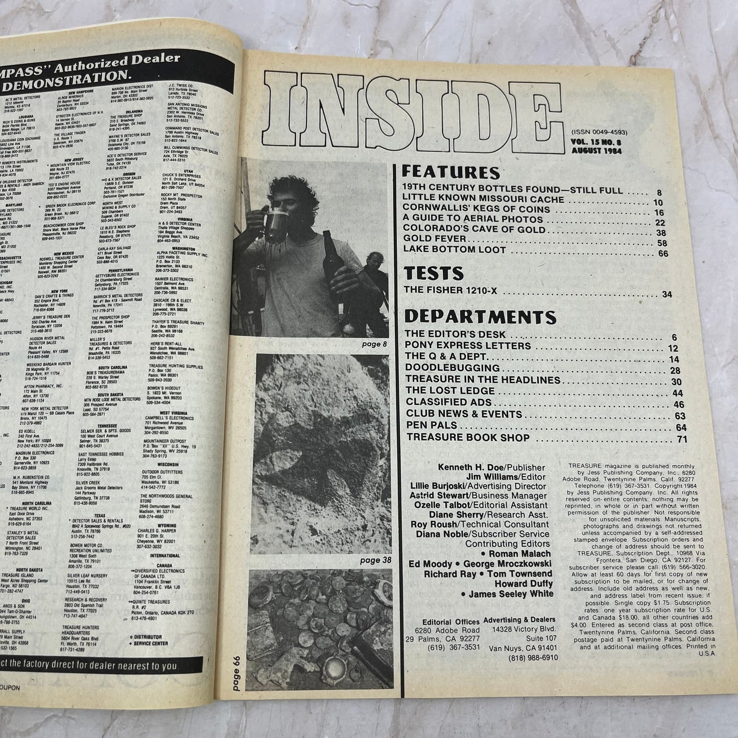 1984 Aug - Treasure Magazine - Treasure Hunting Metal Detecting Gold Coins M10