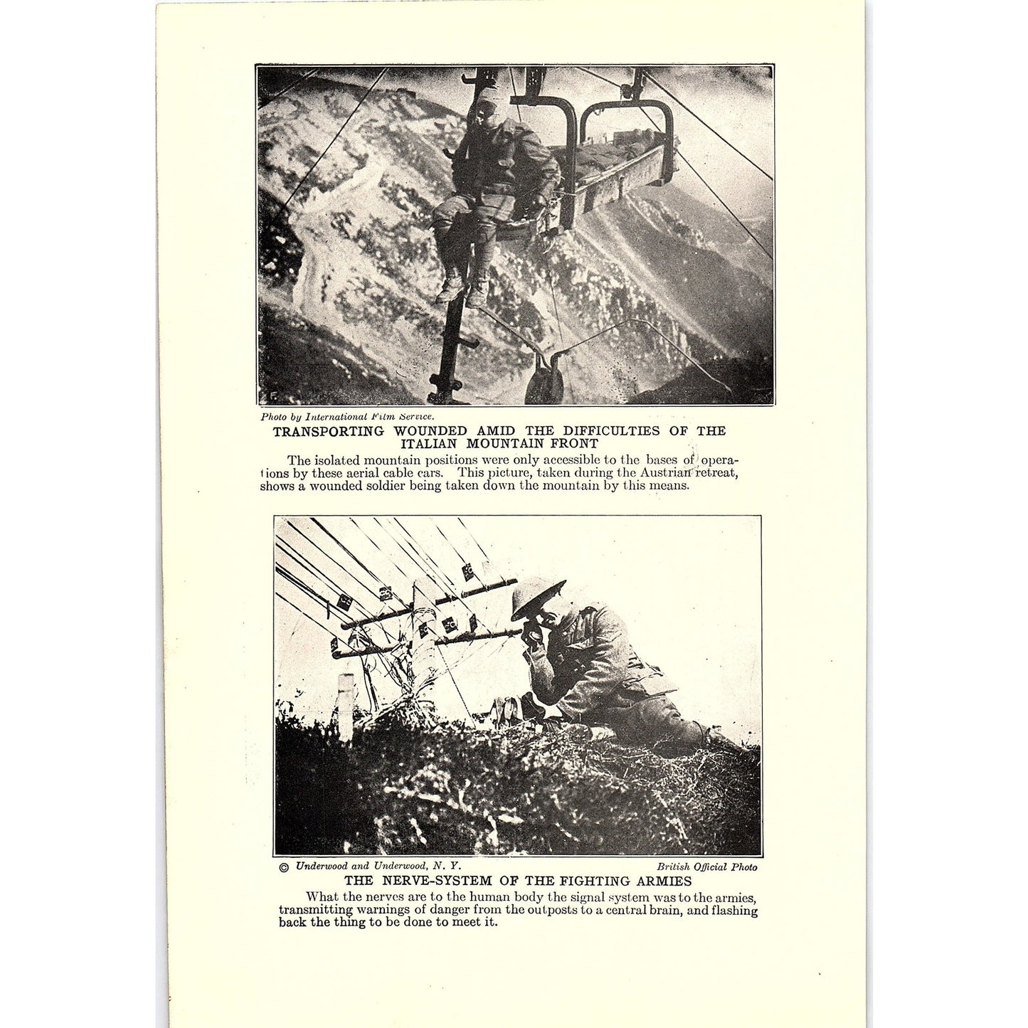 Canadian Soldiers Climbing Trench, Italian Mountain Front 1919 WWI Print AG1-2