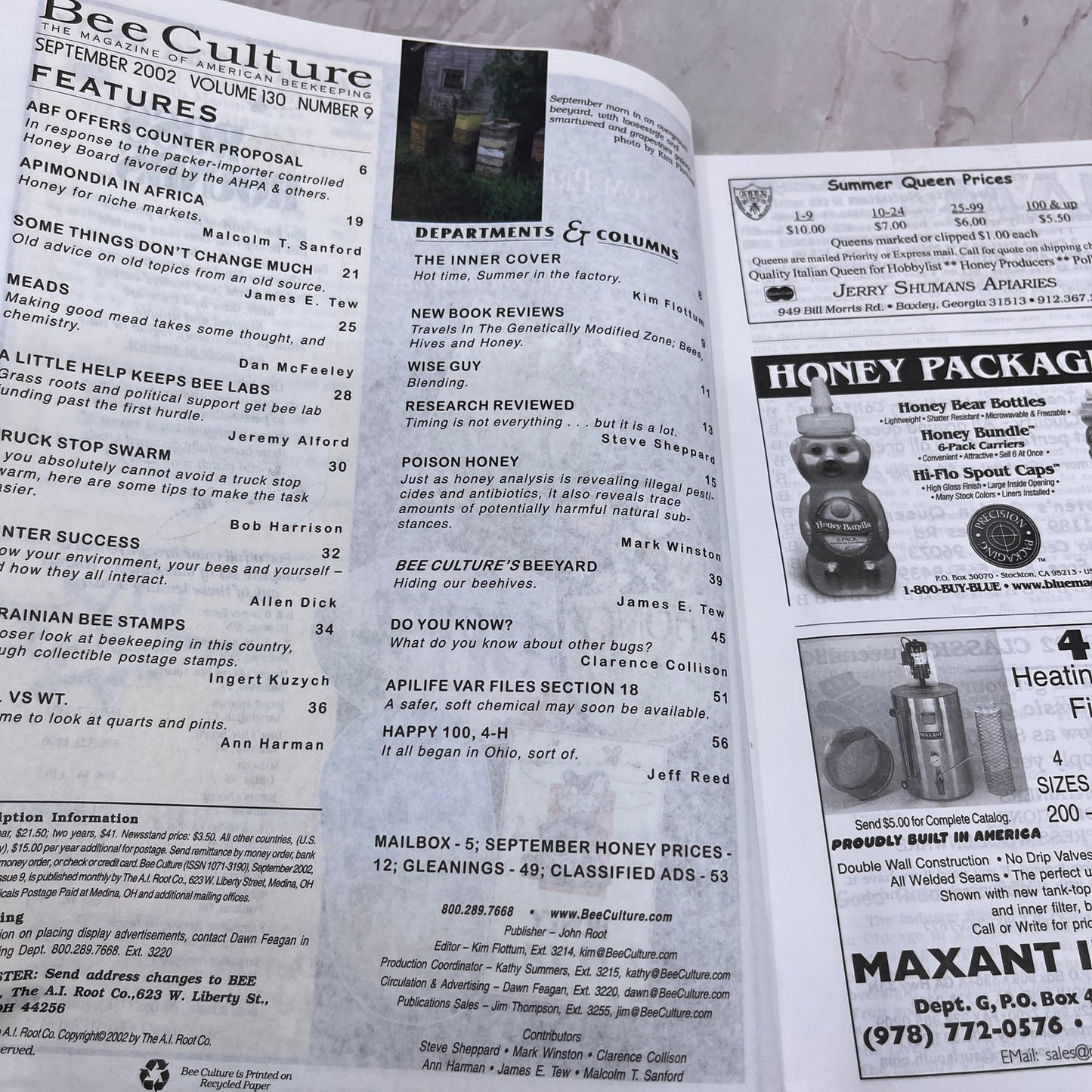 2002 Sep - Bee Culture Magazine - Bees Beekeeping Honey M32