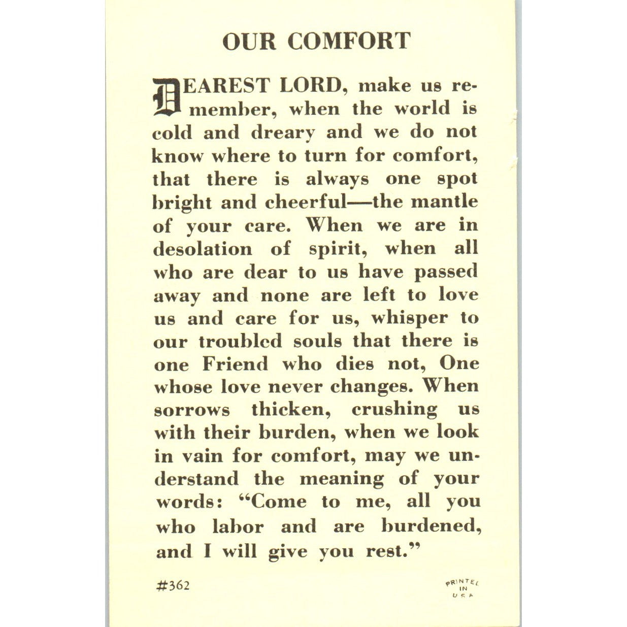 Jesus Come to Me St. Anthony's Guild Vintage Catholic Prayer Card TH2-PC1