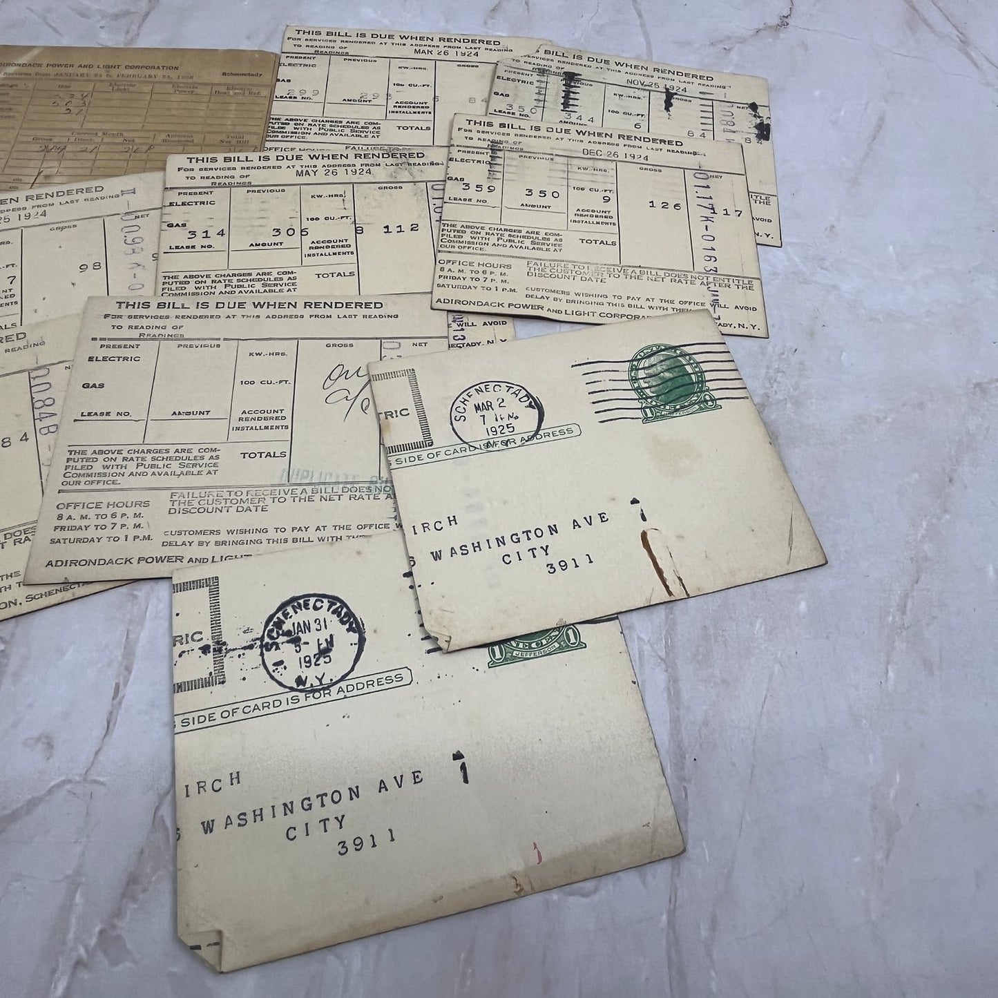 c1925 Collection of Bill Stubs Adirondack Power & Lighting Schenectady NY TG9-E1