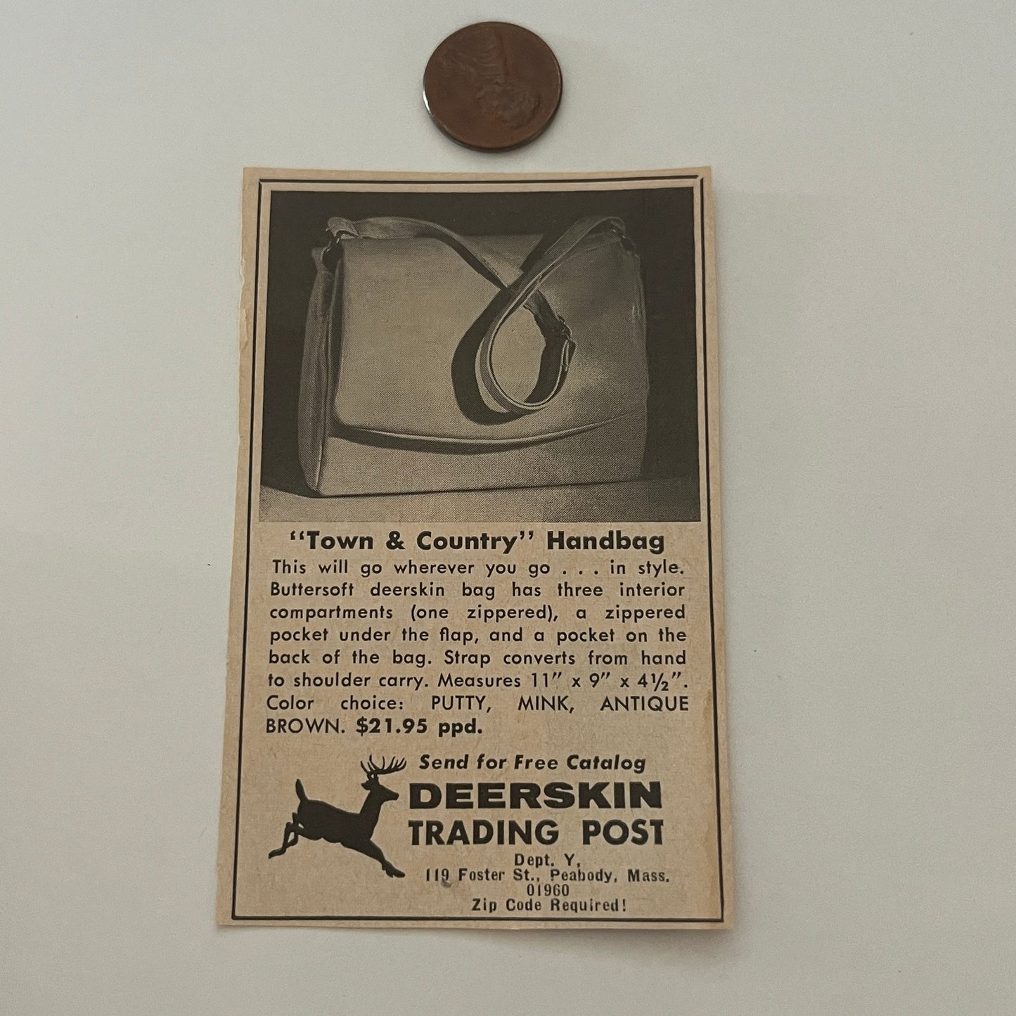 Deerskin Trading Post Town & Country Handbag Peabody MA 1971 Magazine Ad SAG4-M2