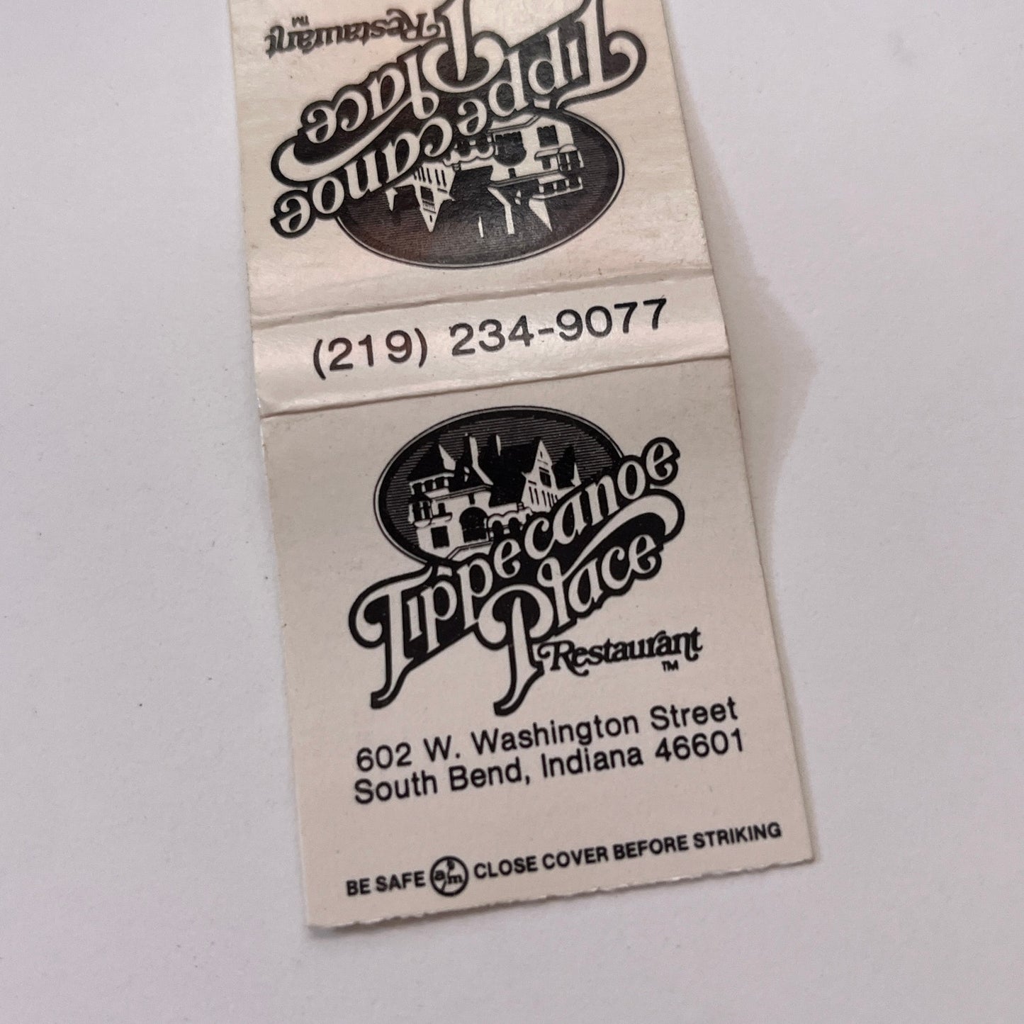Tippecanoe Place Restaurant South Bend IN Vintage Matchbook Cover TB6-MB1-10