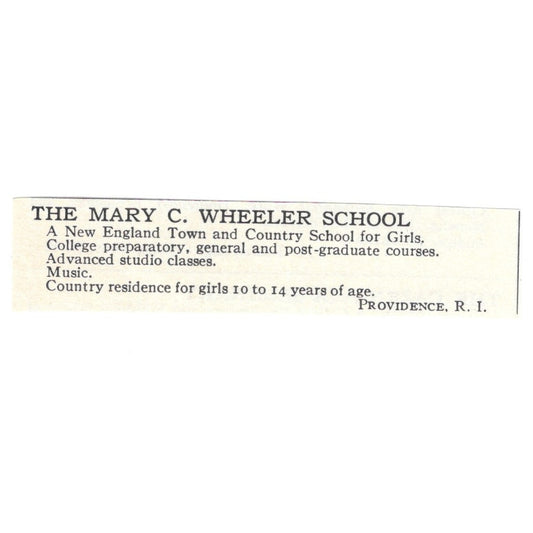 The Mary C. Wheeler School Providence RI 1924 Magazine Ad AD8-O6