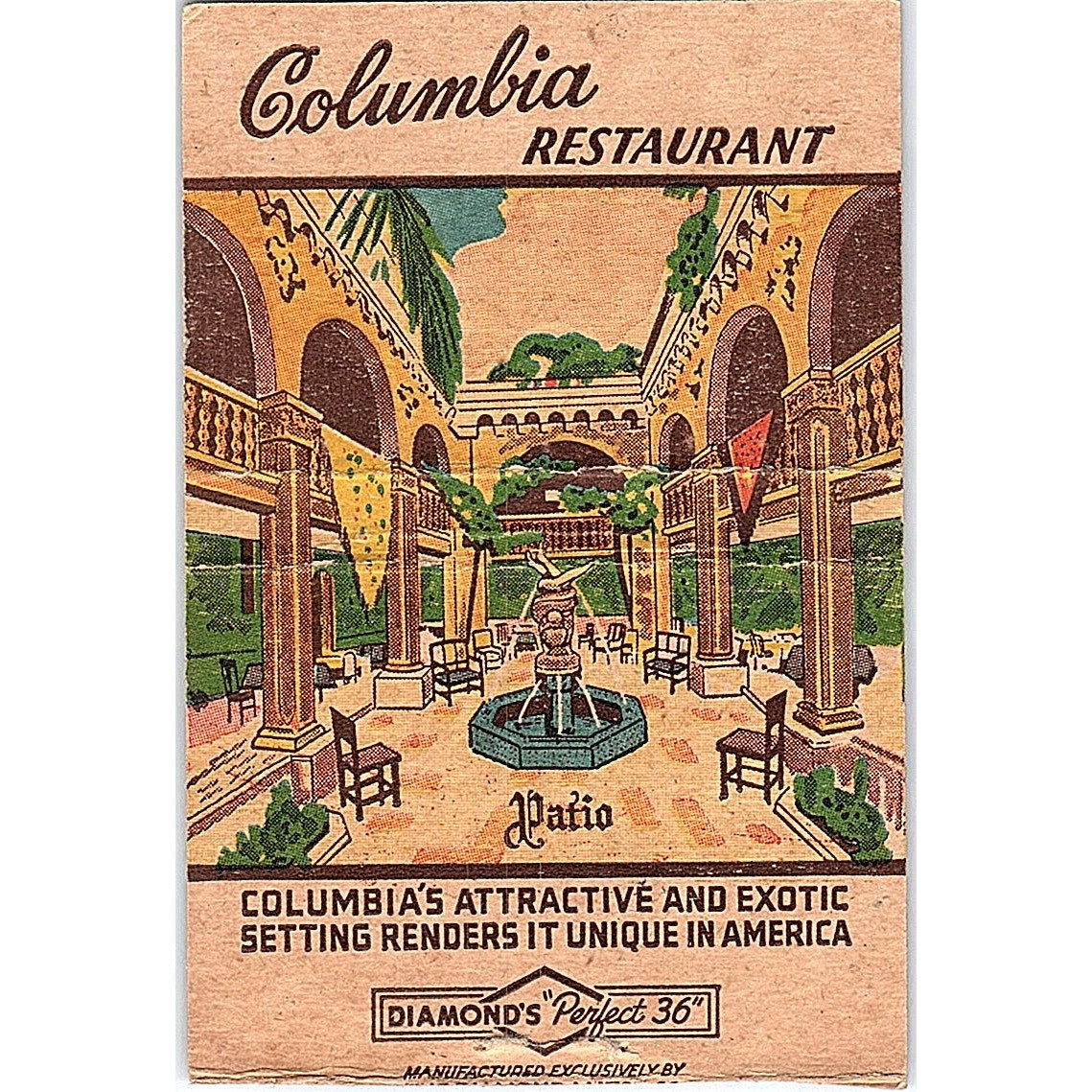 Columbia Restaurant Tampa Florida Vintage Large Matchbook Cover TH2-Y3