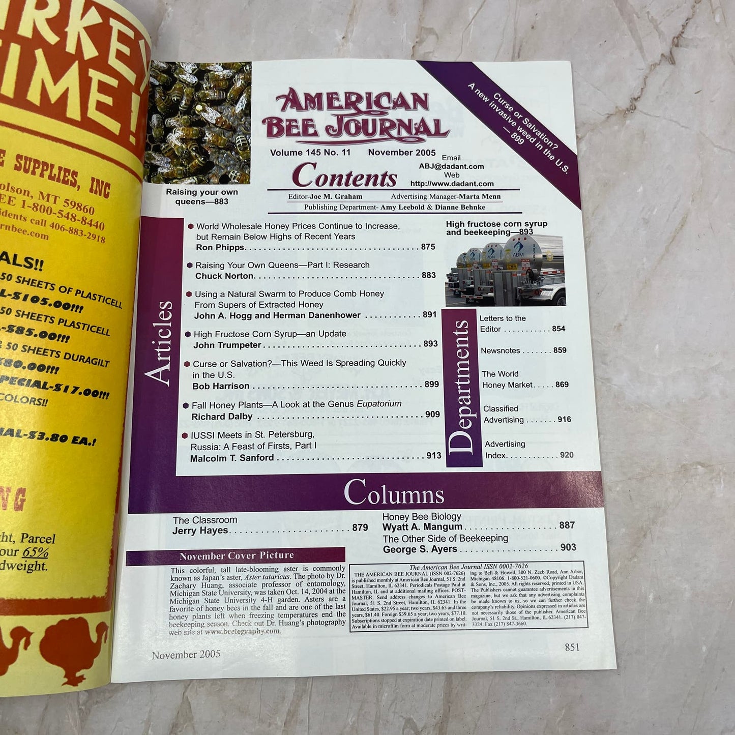 2005 Nov American Bee Journal Magazine Bees Beekeeping Honey M7