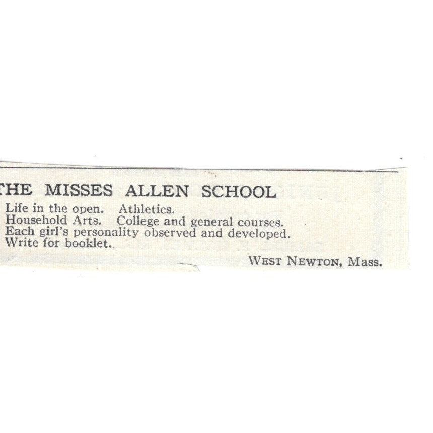 The Misses Allen School West Newton MA c1920 Harper's Magazine Ad AG4-S7