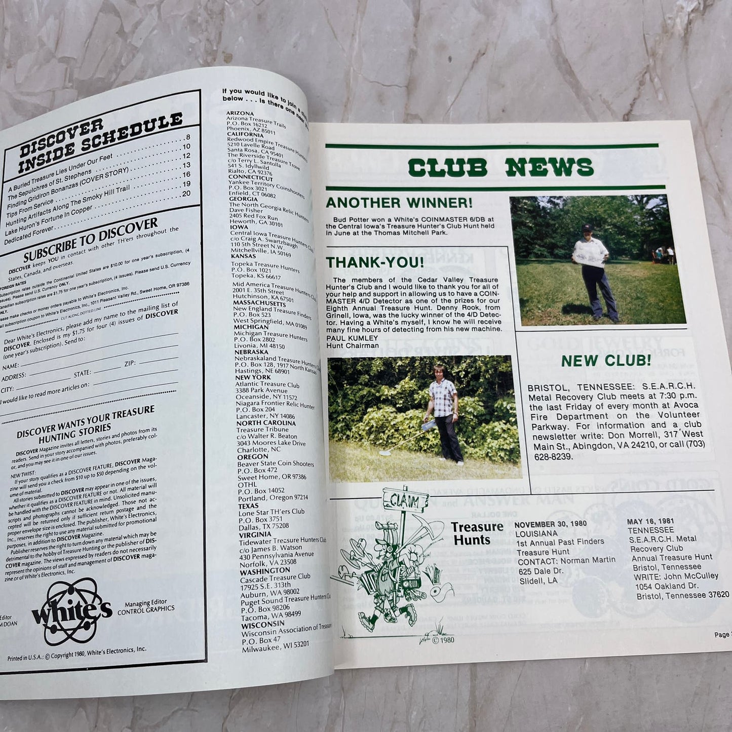 1980 Vol VII - Discover Treasure Hunting Magazine - White's Electronics Inc M11