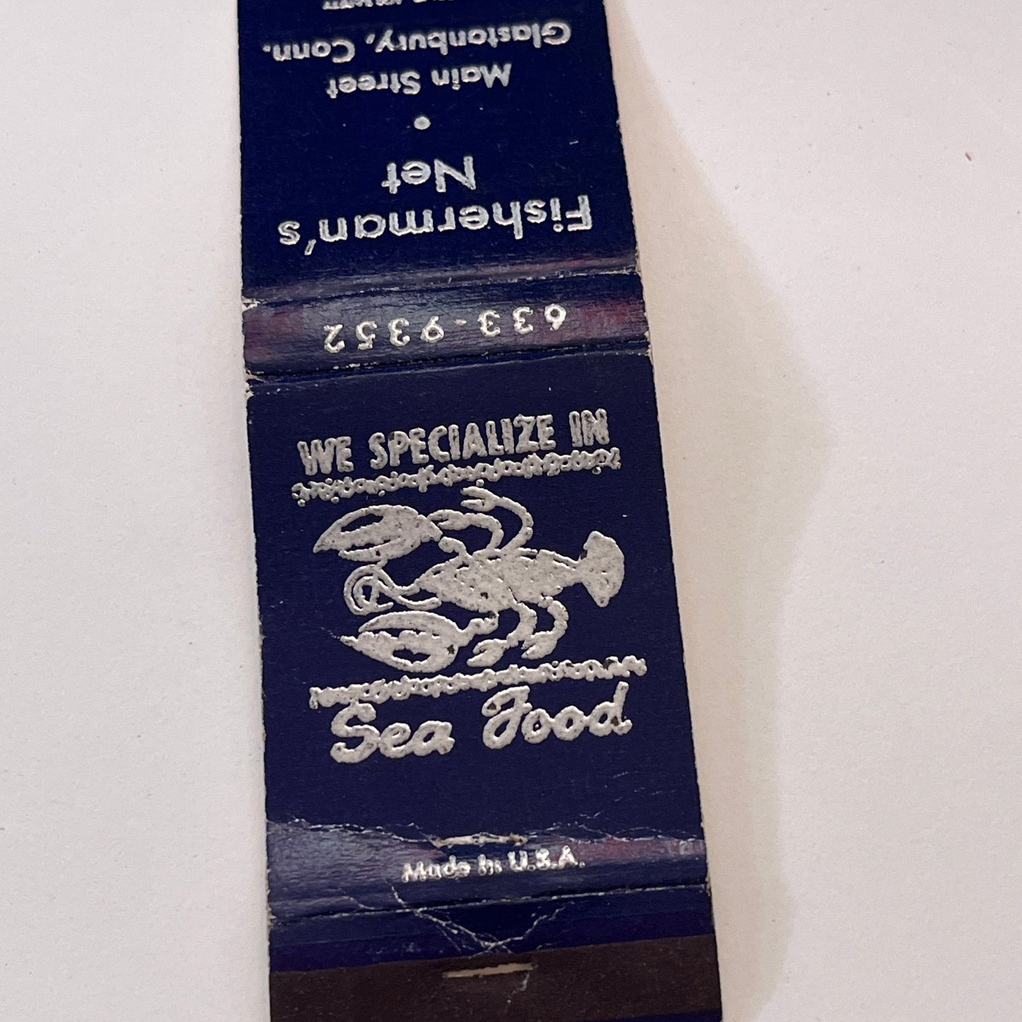 Fisherman's Net Main Street Glastonbury CT Vintage Matchbook Cover TB6-MB1-10