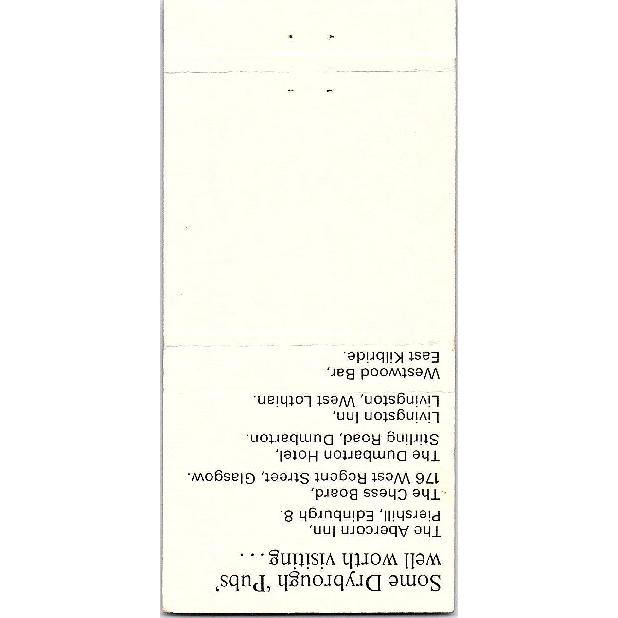 Drybroughs Scotland Craigmillar Brewery Edinburg Vintage Matchbook TB6-MB2-8