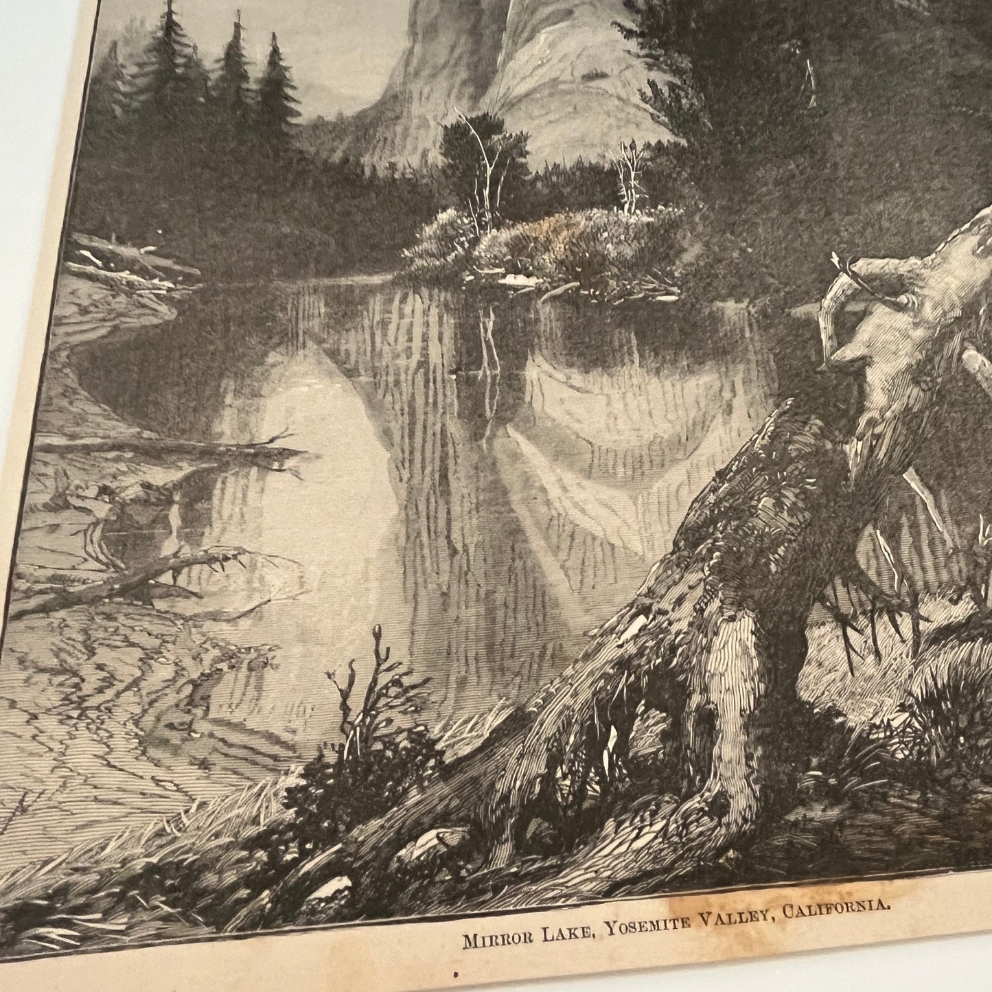 Mirror Lake Yosemite Valley California 1894 Art Engraving V1-6