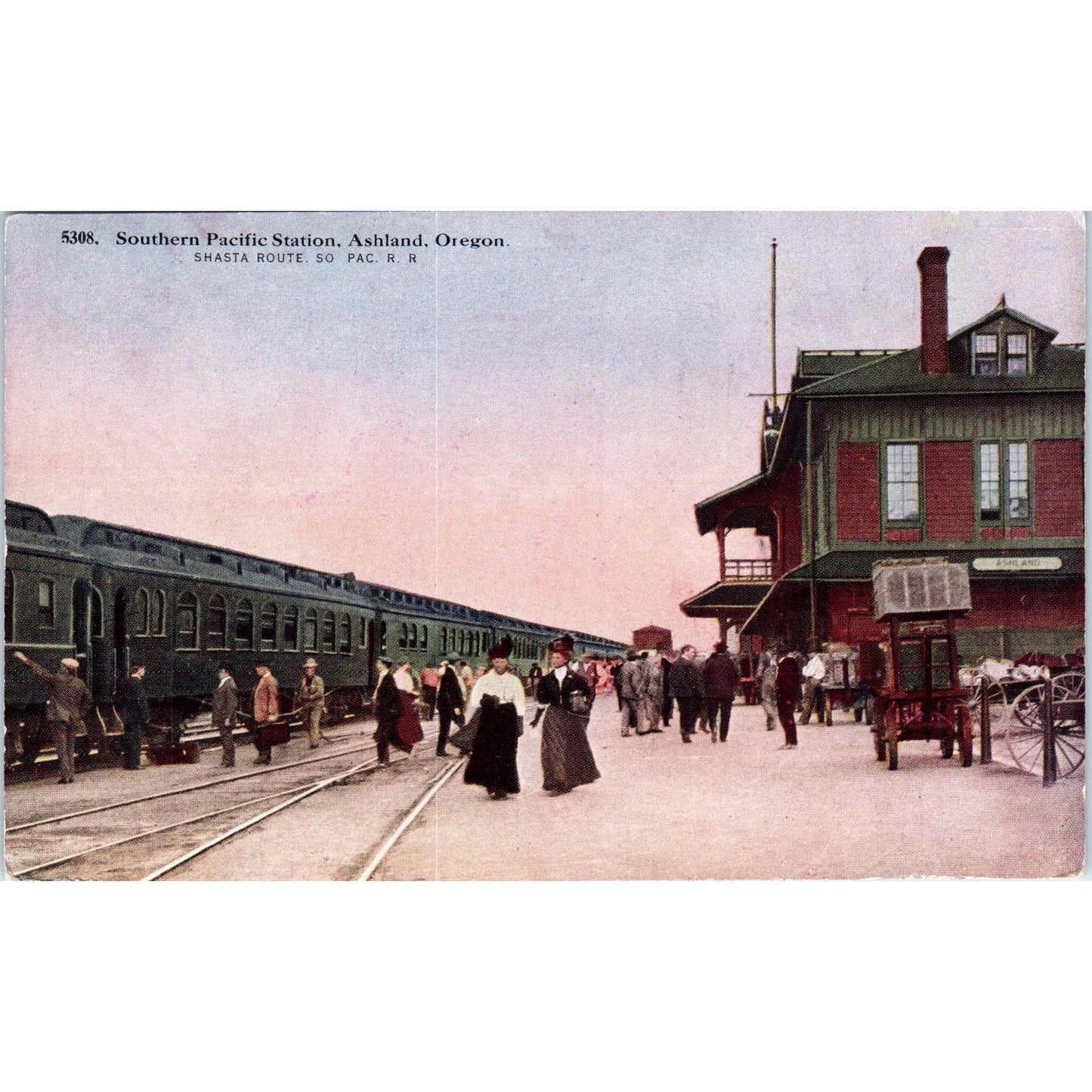 Southern Pacific Station Ashland Oregon Shasta Route Antique Postcard AF2-A4