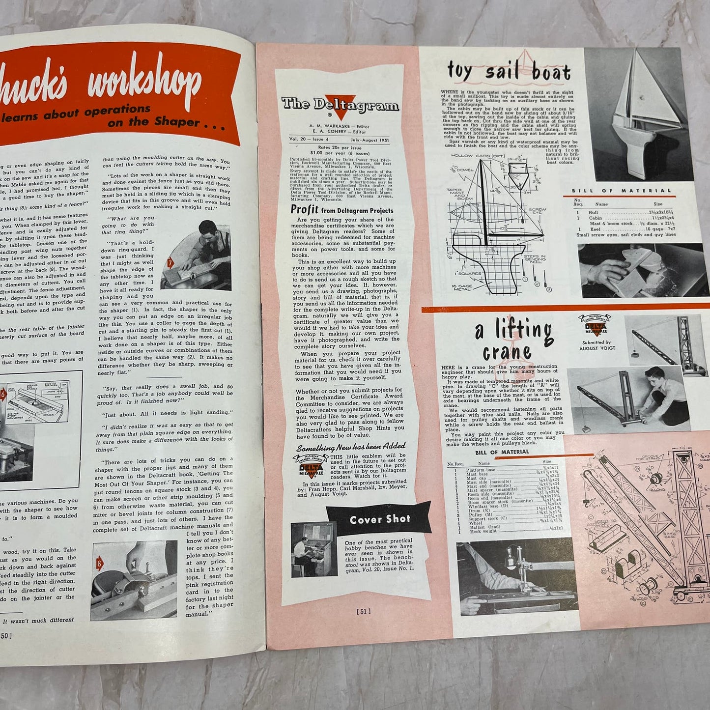 1951 Jul/Aug The Deltagram Newsletter Rockwell Delta Power Tools Woodwork TI9-P3
