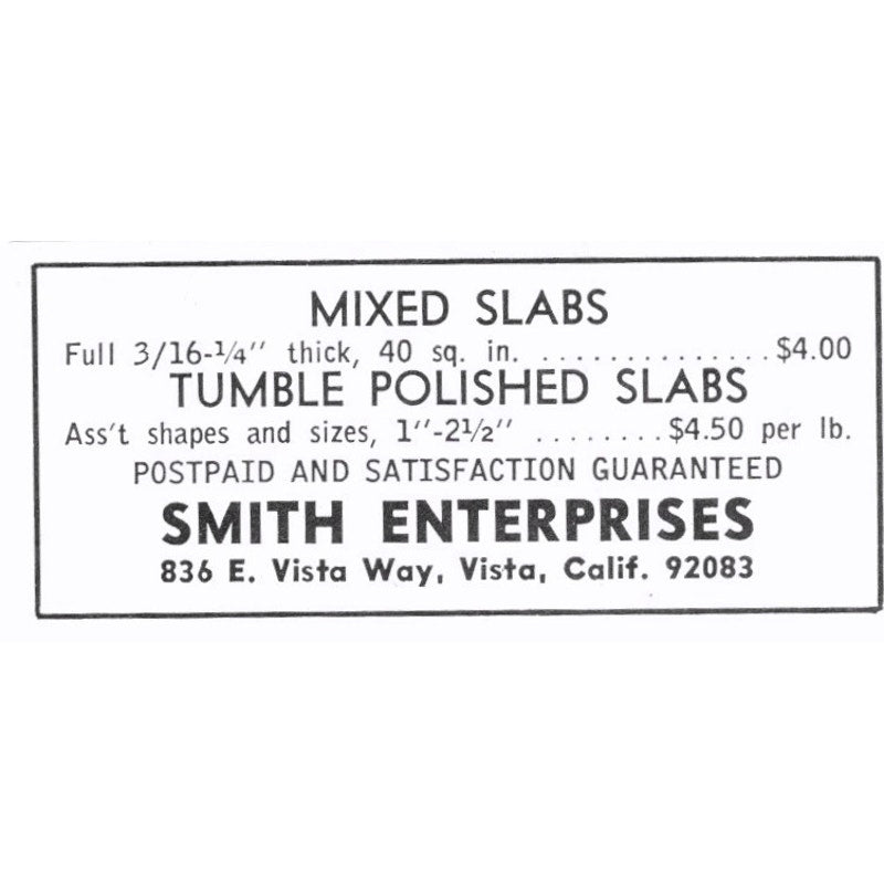 Smith Enterprises Lapidary Vista California 1972 Ad AF8-S4