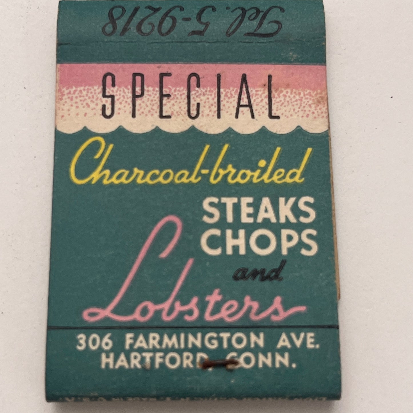 Triton Restaurant 306 Farmington Ave Hartford Vintage Matchbook Cover TB8-MB-5