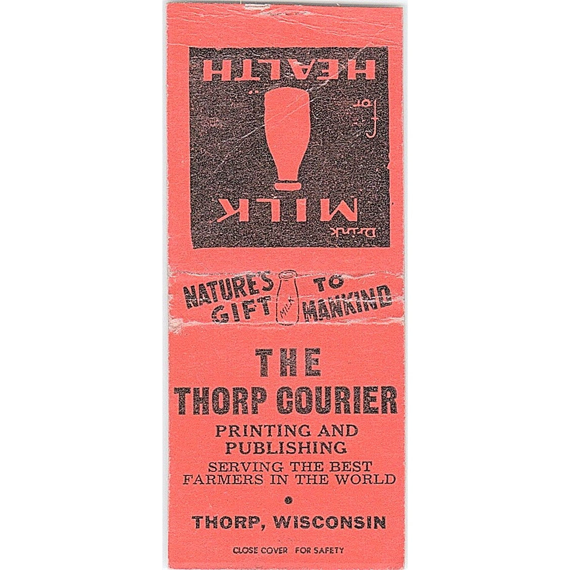 The Thorp Courier Printing Thorp WI Vintage Matchbook Cover SC7-Y7